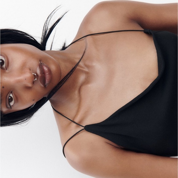 Zara OPEN BACK ASYMMETRICAL DRESS. Black. Size S. New with Tags. - Picture 4 of 8